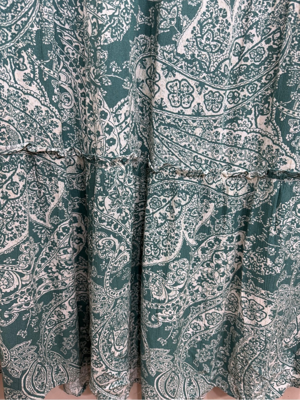 Wonderly Sleeveless Green Blue Paisley Tie-Front Maxi Dress size XL Cottagecore - Picture 5 of 12